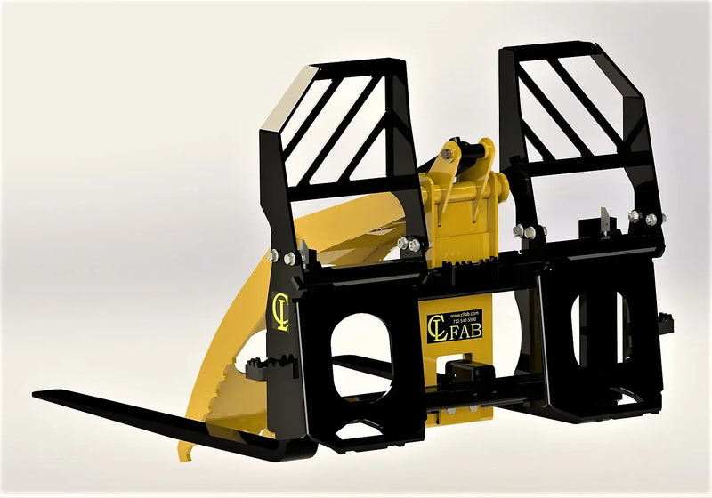 CL Fabrication Pallet Fork with hydraulic grapple behind