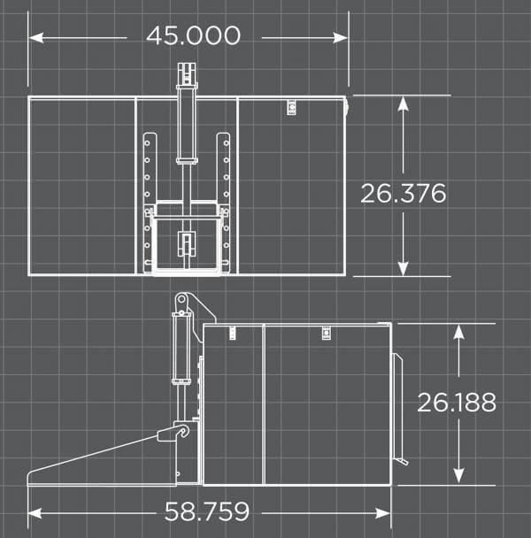 Loflin Skid Steer Hydraulic Concrete Bucket dimensions