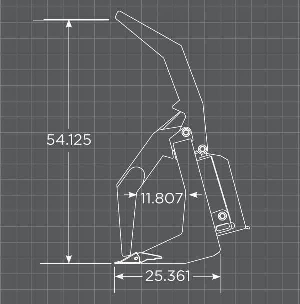 Loflin Vertical Skid Steer Root Grapple dimensions
