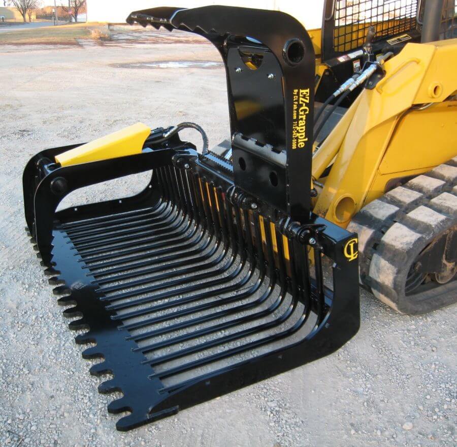 CL Fabricator Skid Steer Rock Bucket with grapple