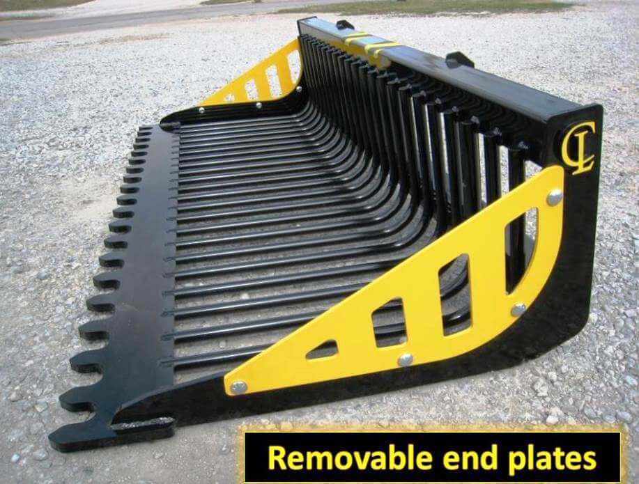CL Fabricator Skid Steer Rock Bucket removable end plates